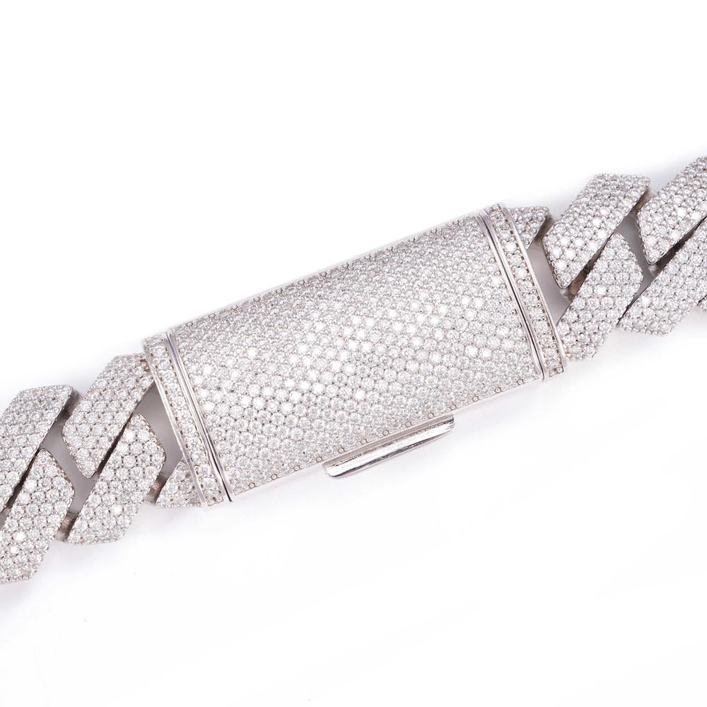 18MM 4-Row Diamond Cuban Chain 14K Solid Gold