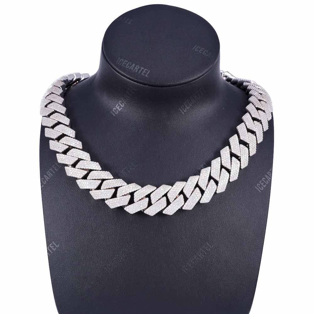 18MM 4-Row Diamond Cuban Chain 14K Solid Gold