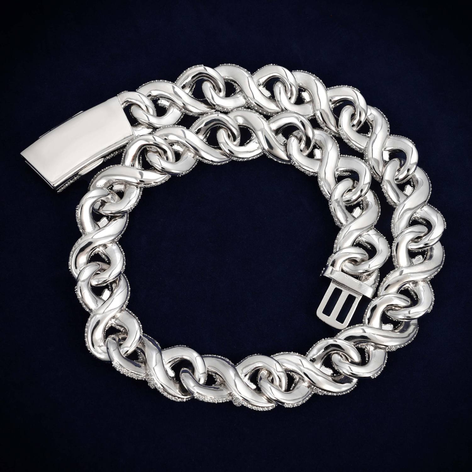 CUSTOM CLASP 18MM Moissanite Infinity Link Chain 14K Gold
