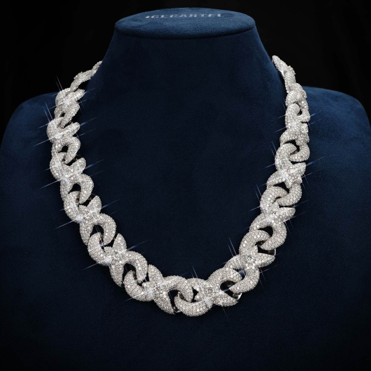 CUSTOM CLASP 18MM Moissanite Infinity Link Chain 14K Gold