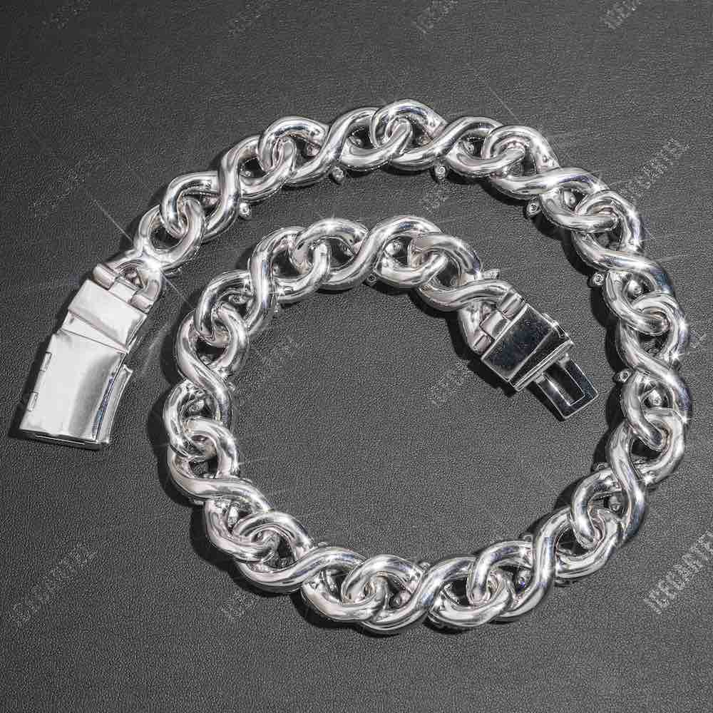 18MM Iced Out Flower Miami Cuban Link Chain 14K Gold