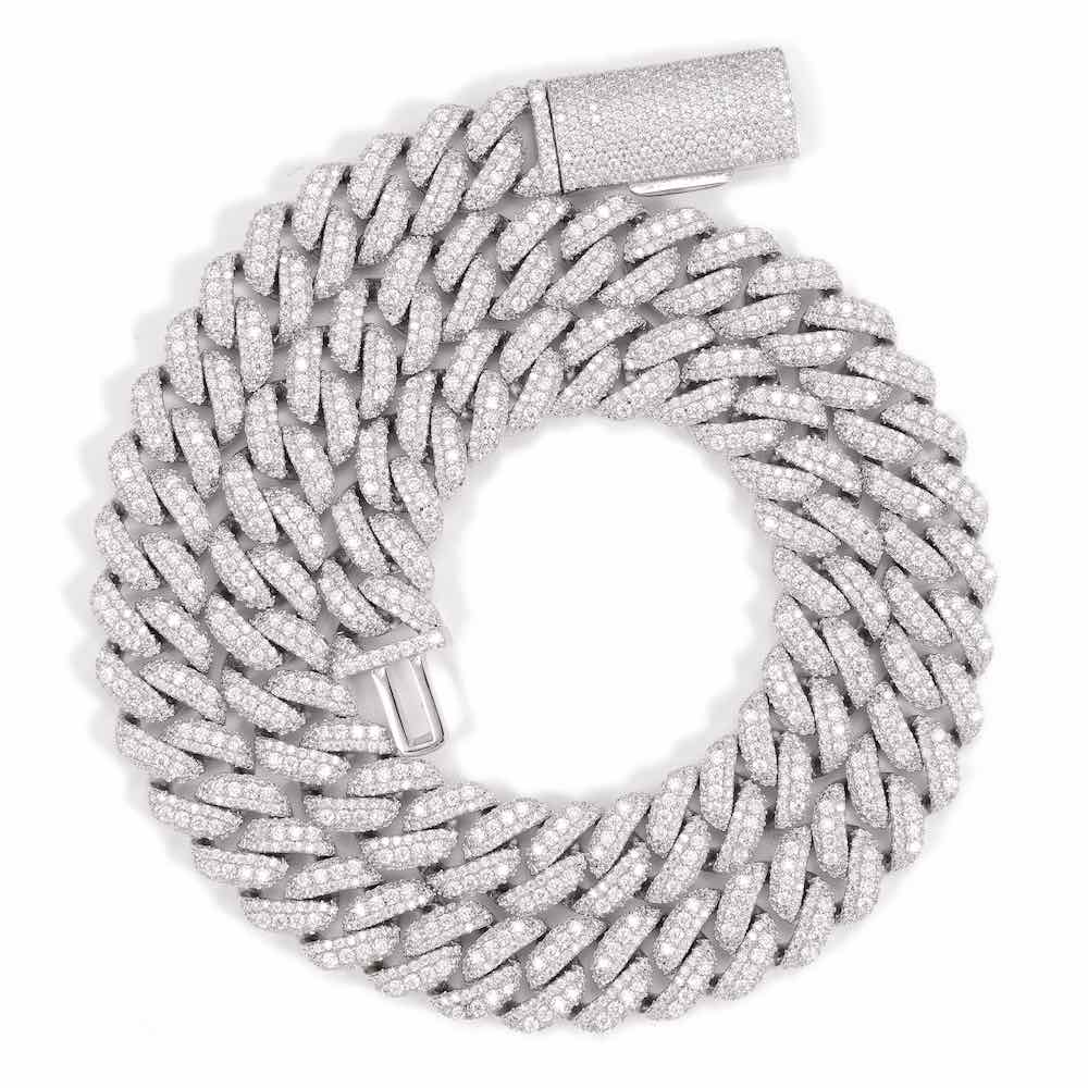 18MM Pointer Diamond Cuban Link Chain 14K Solid Gold