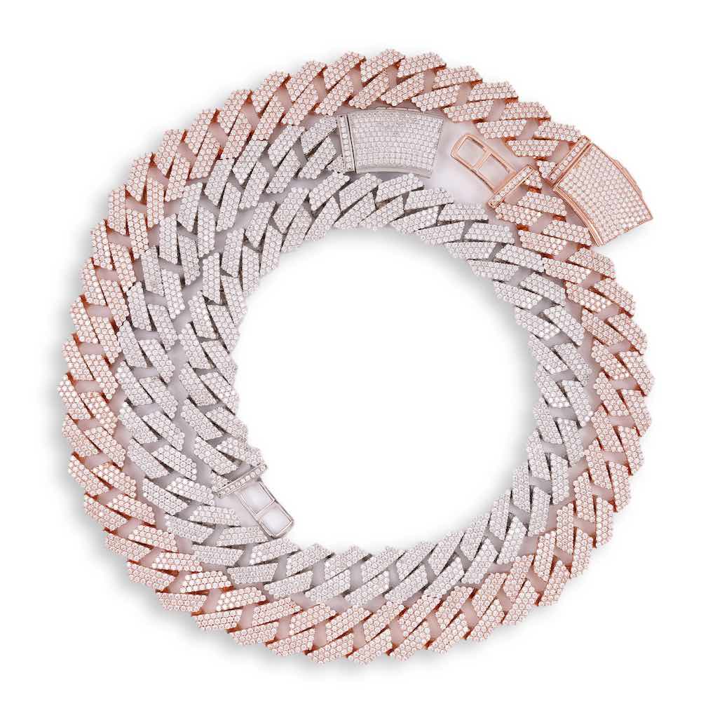 19MM Diamond Cuban Link Chain 14K Solid Gold
