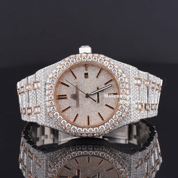 ElegantAP  Iced Out  Moissanite Watch For Men Sapphire Crystal Glass