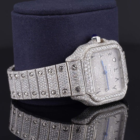 Moissanite Cartier Watch Iced Out Automatic Arabic Style Watch