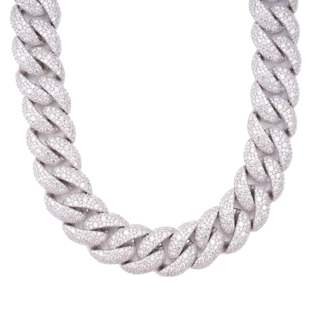 20MM Cluster-Set Miami Cuban Link Chain 14K Gold