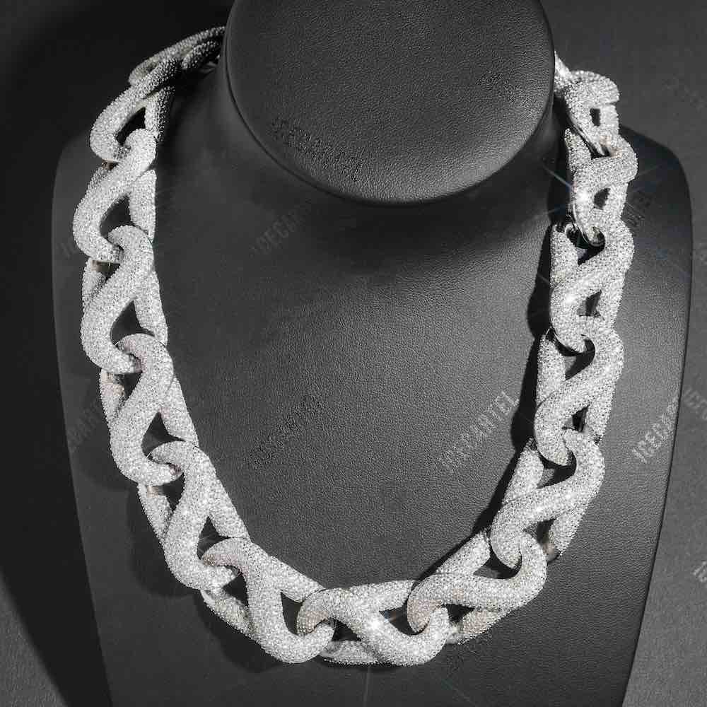 20MM Iced Out Paper Clip Infinity Chain 14K Gold