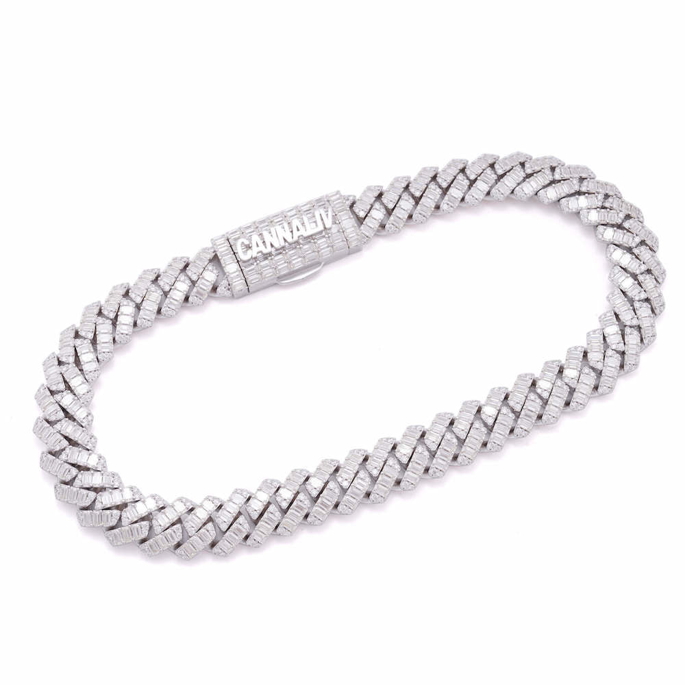 CUSTOM CLASP 20MM Emerald Cut Moissanite Cuban Link Chain 14k Gold