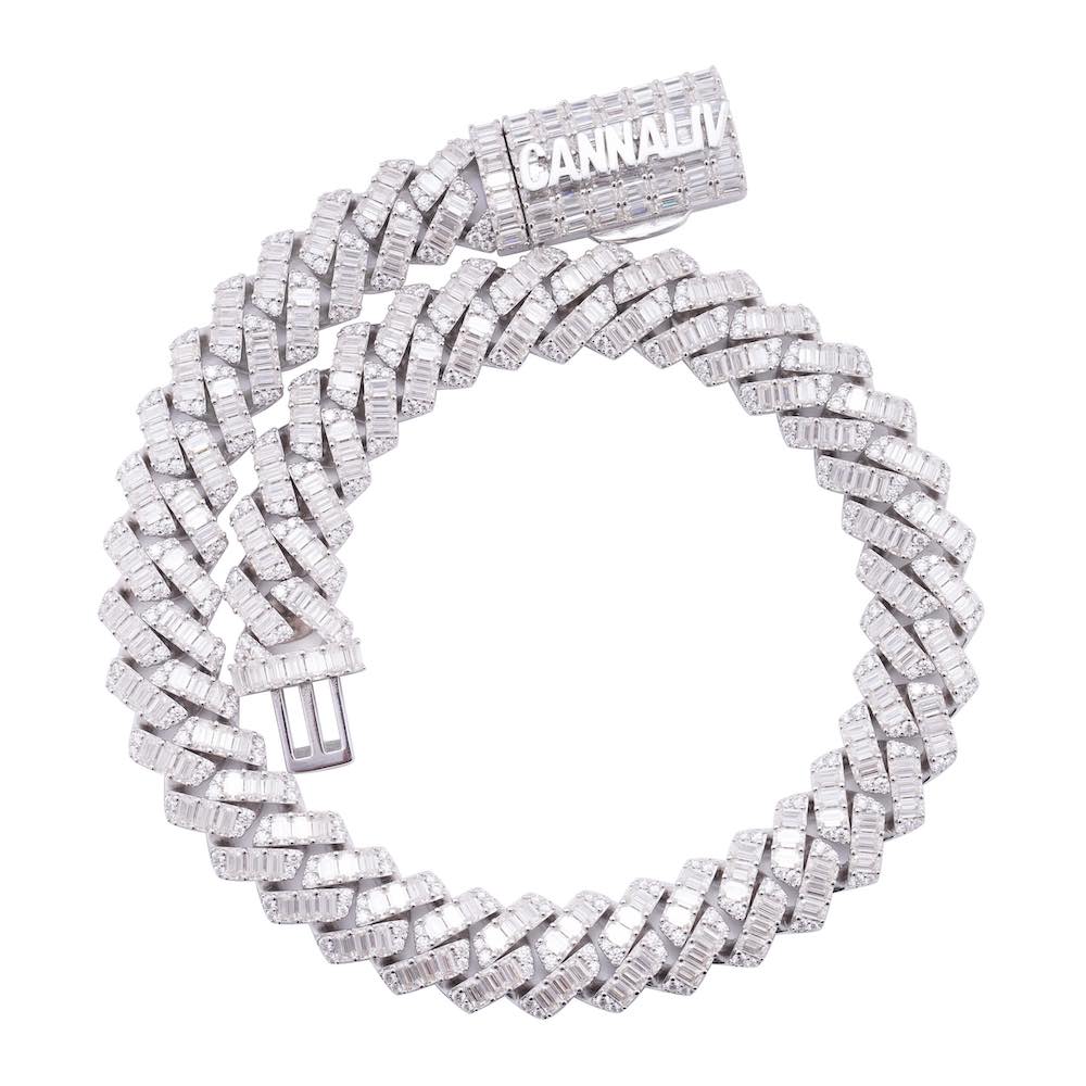 CUSTOM CLASP 20MM Emerald Cut Moissanite Cuban Link Chain 14k Gold