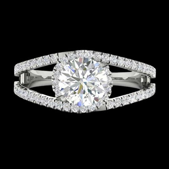 1.70ct Hidden Halo Round Cut Moissanite Diamond Engagement Ring