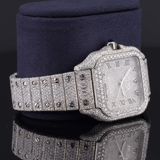 Cartier Fully Iced Out Automatic Moissanite Watch For Men