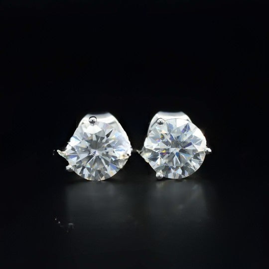 Martini 2ct Moissanite Stud Earrings 925 Sterling Silver Push Back
