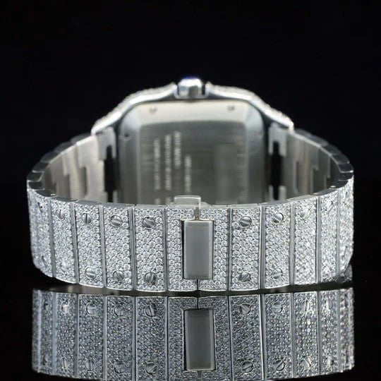 Fully Diamond Cartier Iced Out Moissanite Watch For Men