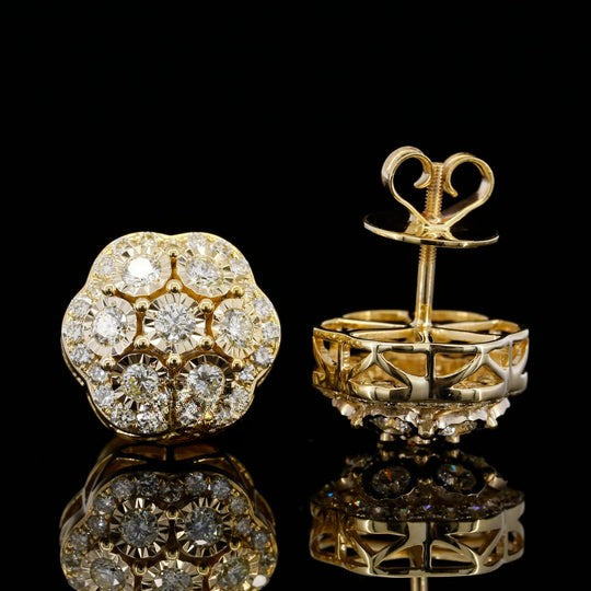 Round Moissanite Diamond Hip Hop Style Stud Earring