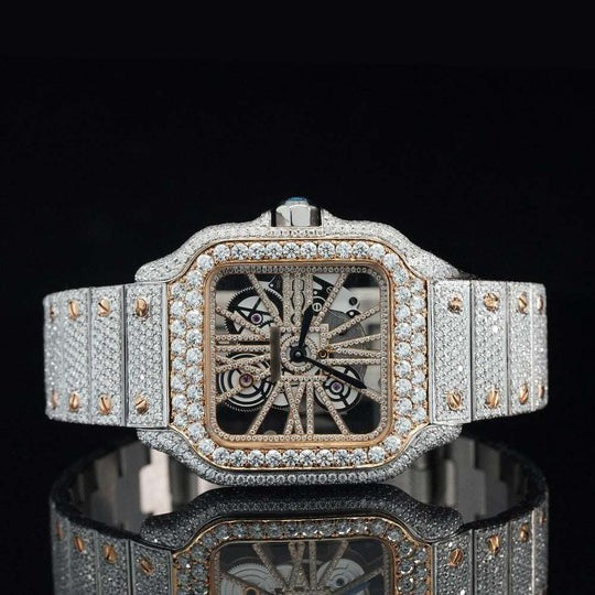 Cartier Automatic Transparent Hip Hop Style Moissanite Diamond Watch