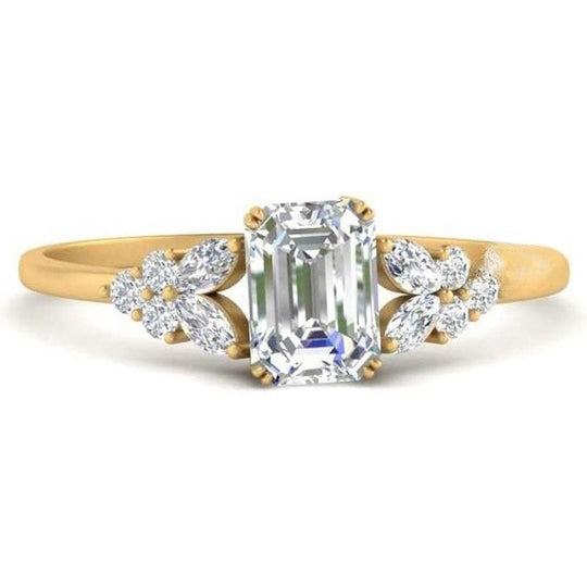 Emerald Shape 2ct Moissanite Diamond Engagement Ring For Women