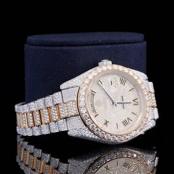 Stylish RLX  Full Body Diamond Iced Out Moissanite Watch Luxurious For Men