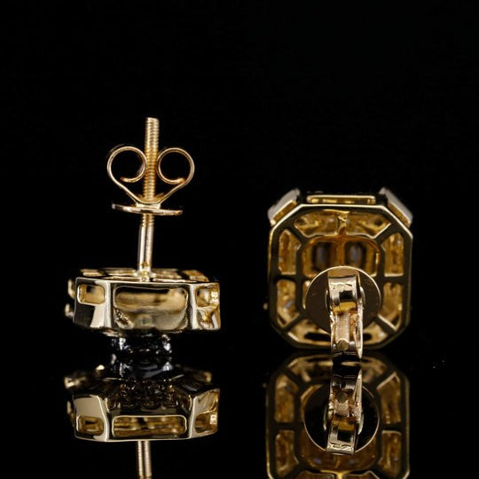 Amazing Round And Baguette Moissanite Diamond Hip Hop Style Earring
