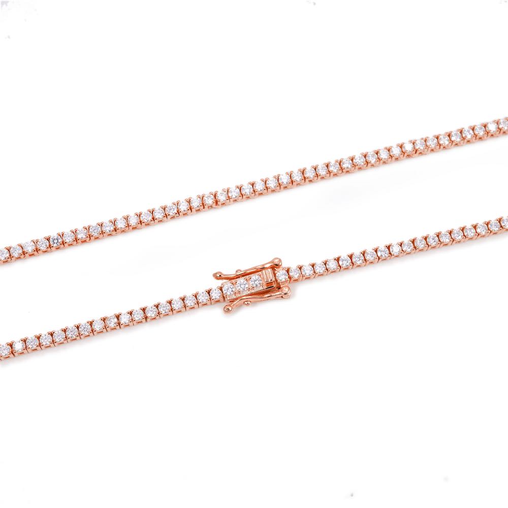 2MM Diamond Tennis Chain 14K Solid Rose Gold