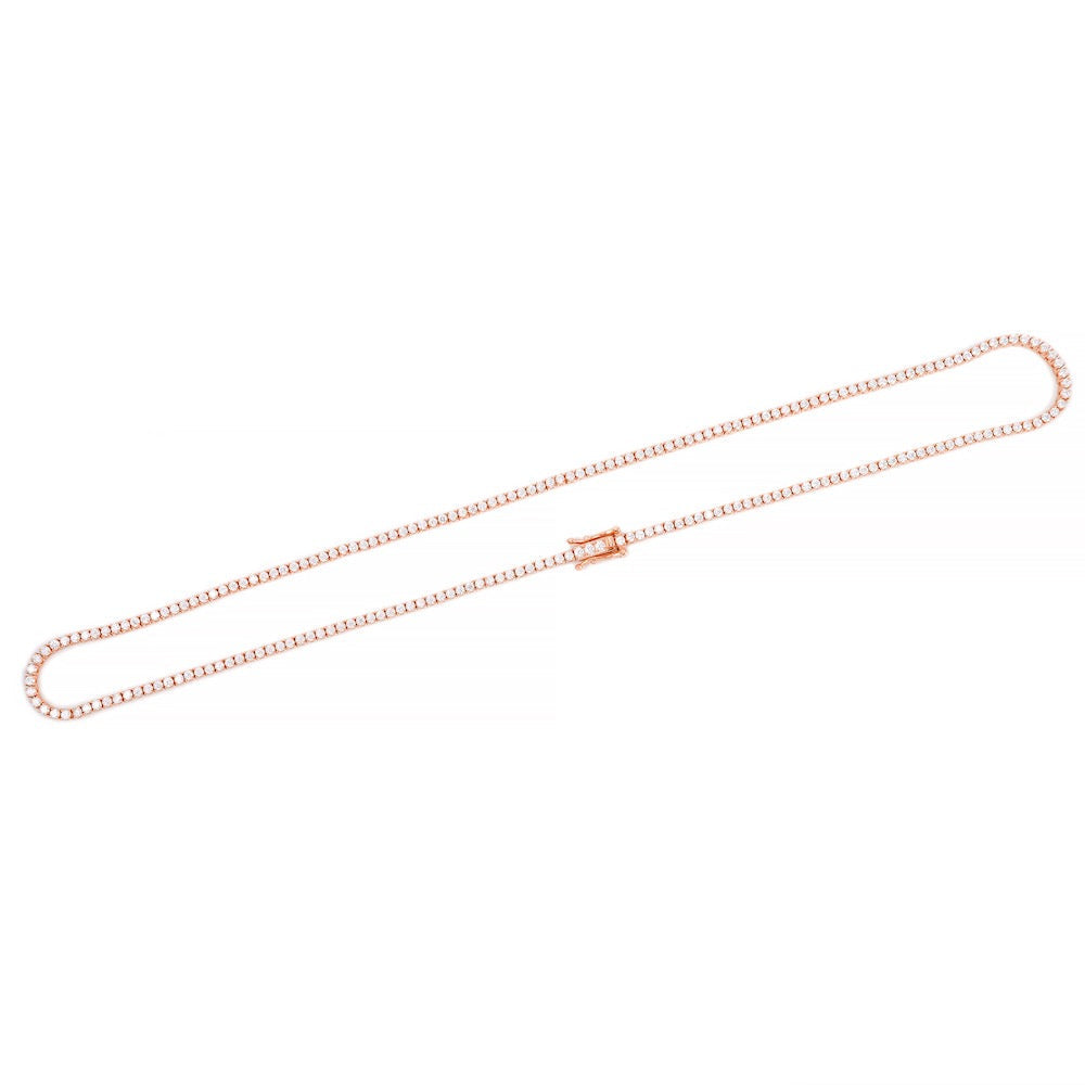 2MM Diamond Tennis Chain 14K Solid Rose Gold