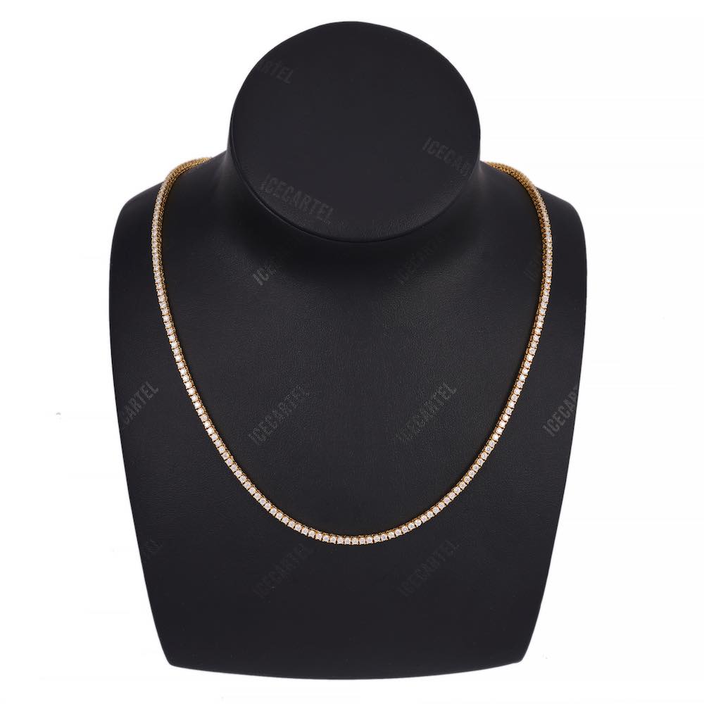 2MM Diamond Tennis Chain 14K Solid Yellow Gold