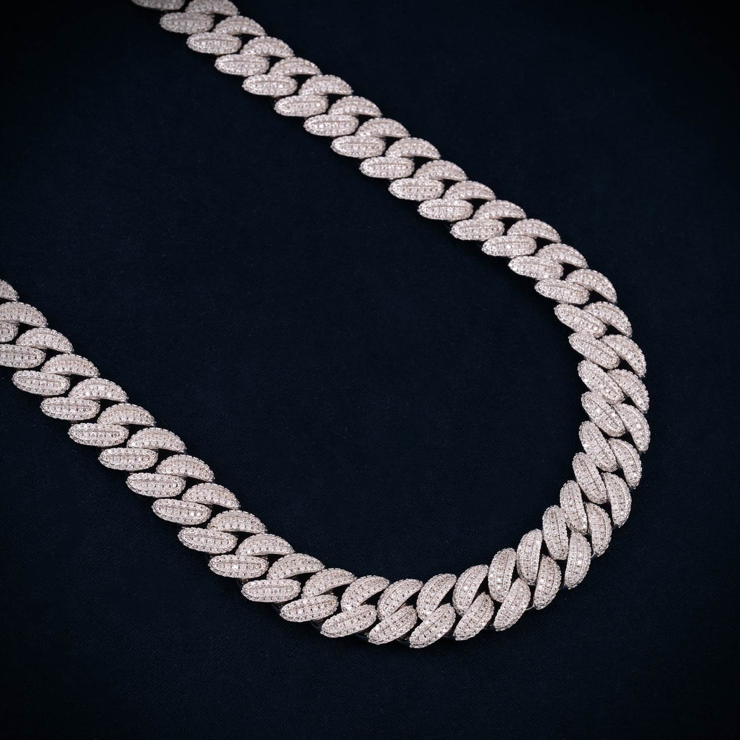 3-Row 13MM Moissanite Miami Cuban Link Chain 14K Gold