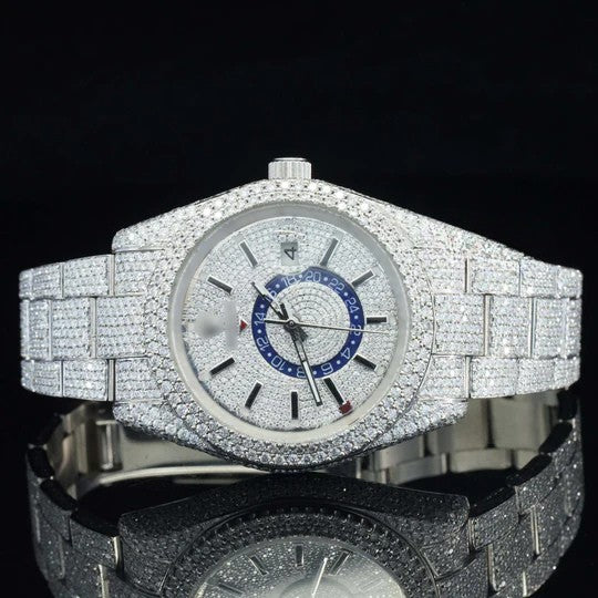 RLX  White Gold Color Moissanite Diamond Iced Out Watch