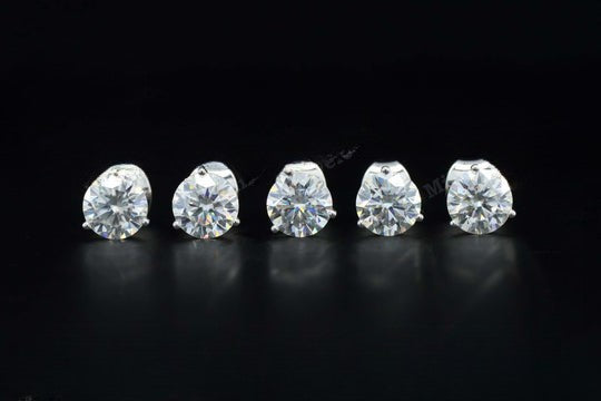 Martini 2ct Moissanite Stud Earrings 925 Sterling Silver Push Back