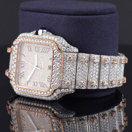 Luxurious Cartier Diamond Iced Out Automatic Moissanite Watch