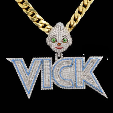 Custom Amazing Iced Out Moissanite Diamond Hip Hop Vick Name Pendant