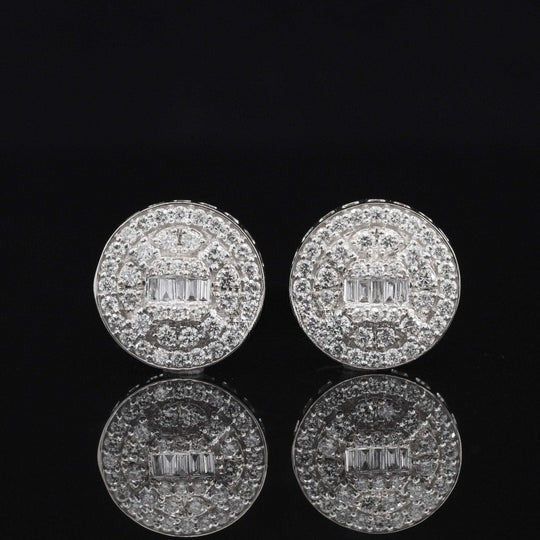 Amazing Round Moissanite Diamond Fancy Look Hip Hop Style Stud Earring