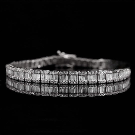 Round And Baguette Diamond Moissanite Bracelet