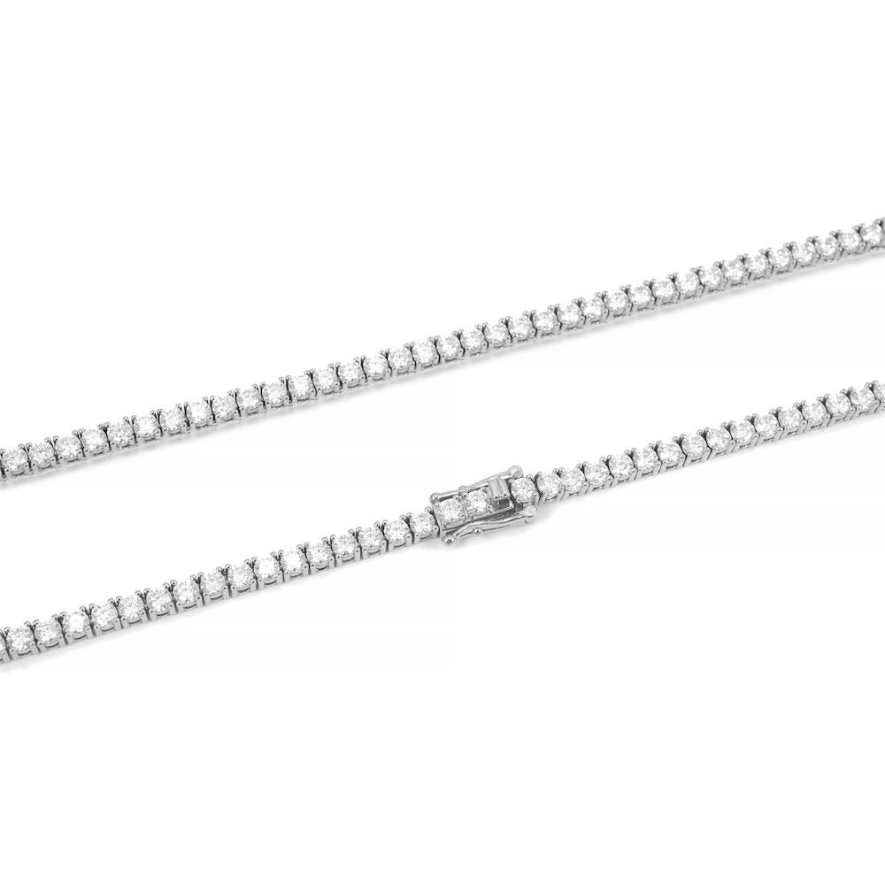 3MM Diamond Tennis Chain 14K Solid White Gold