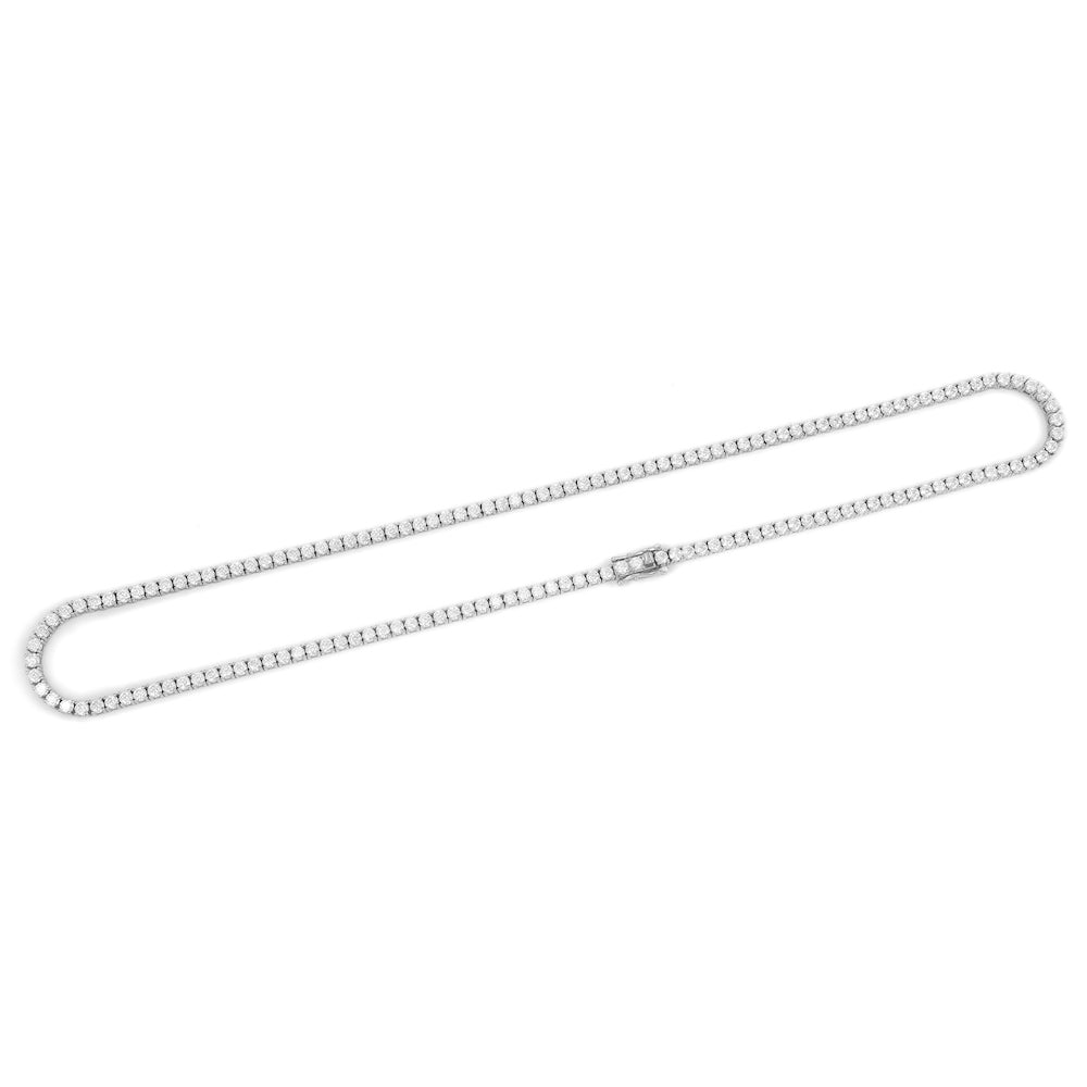 3MM Diamond Tennis Chain 14K Solid White Gold