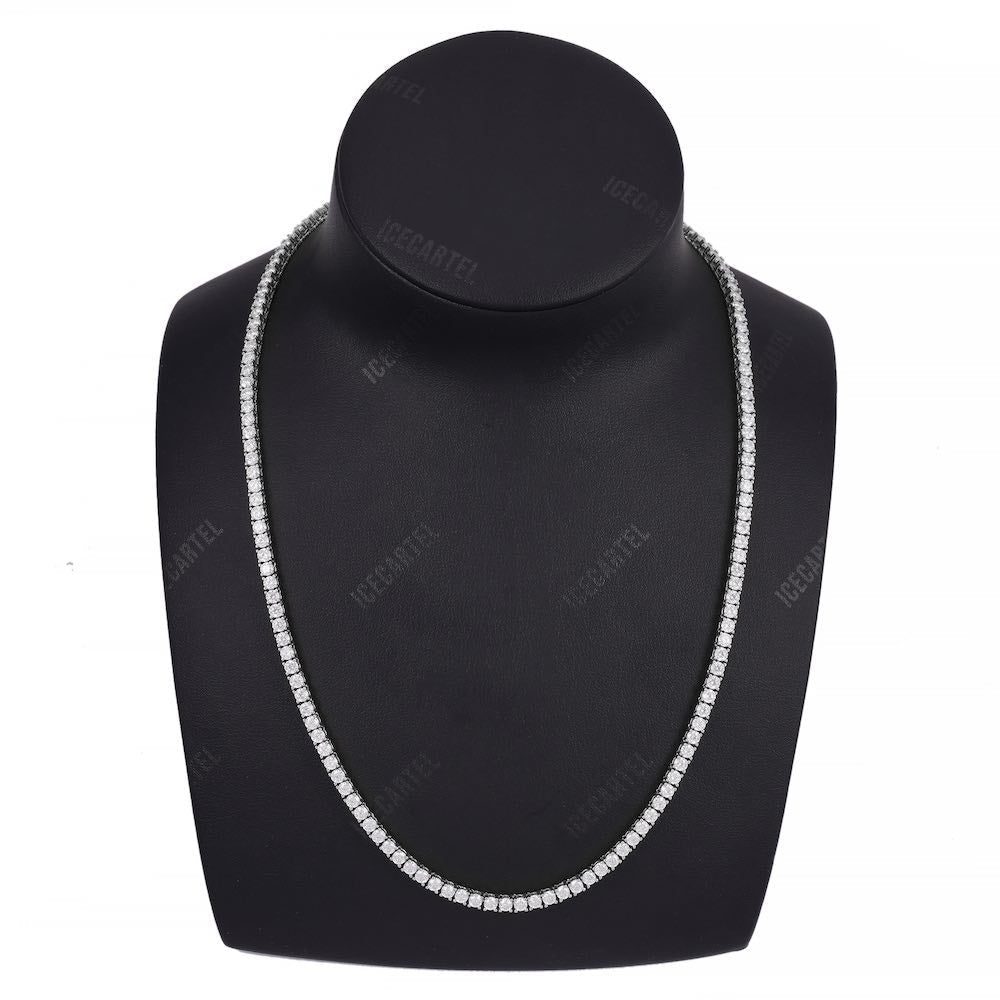 3MM Diamond Tennis Chain 14K Solid White Gold