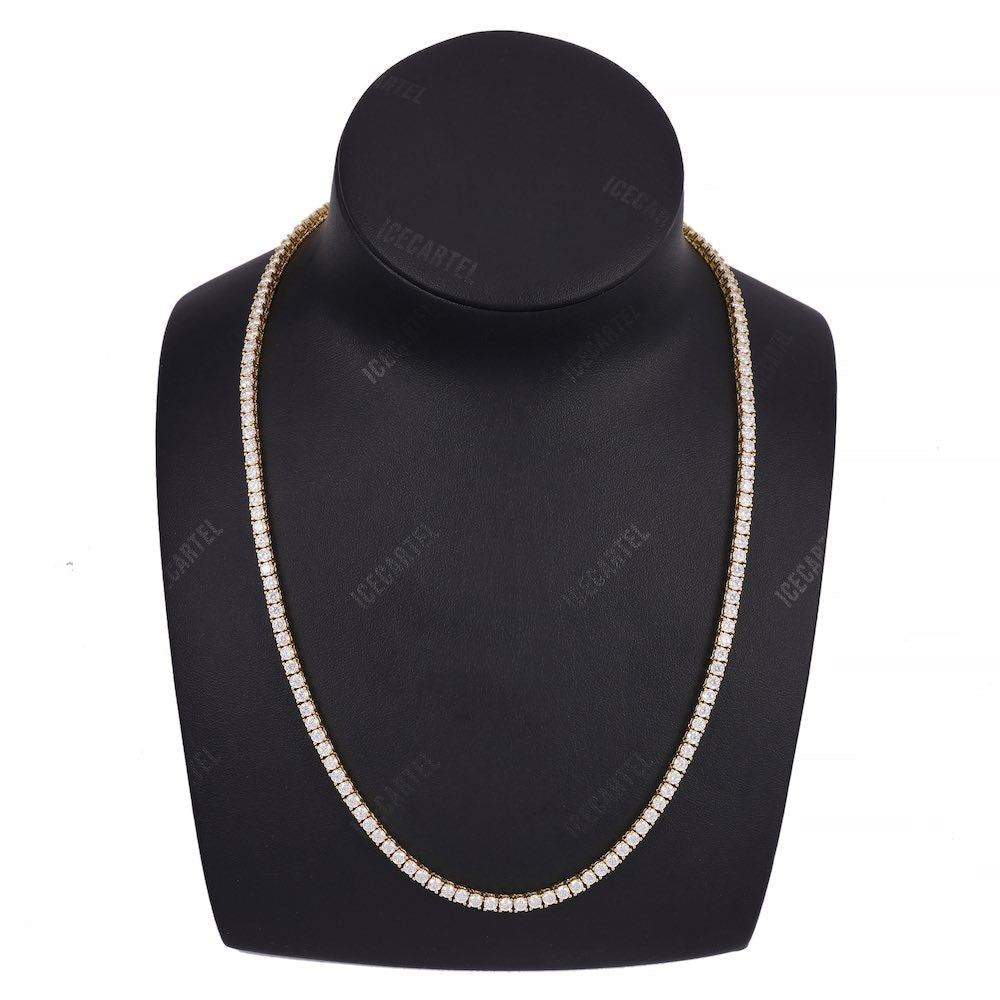 3MM Diamond Tennis Chain 14K Solid Yellow Gold