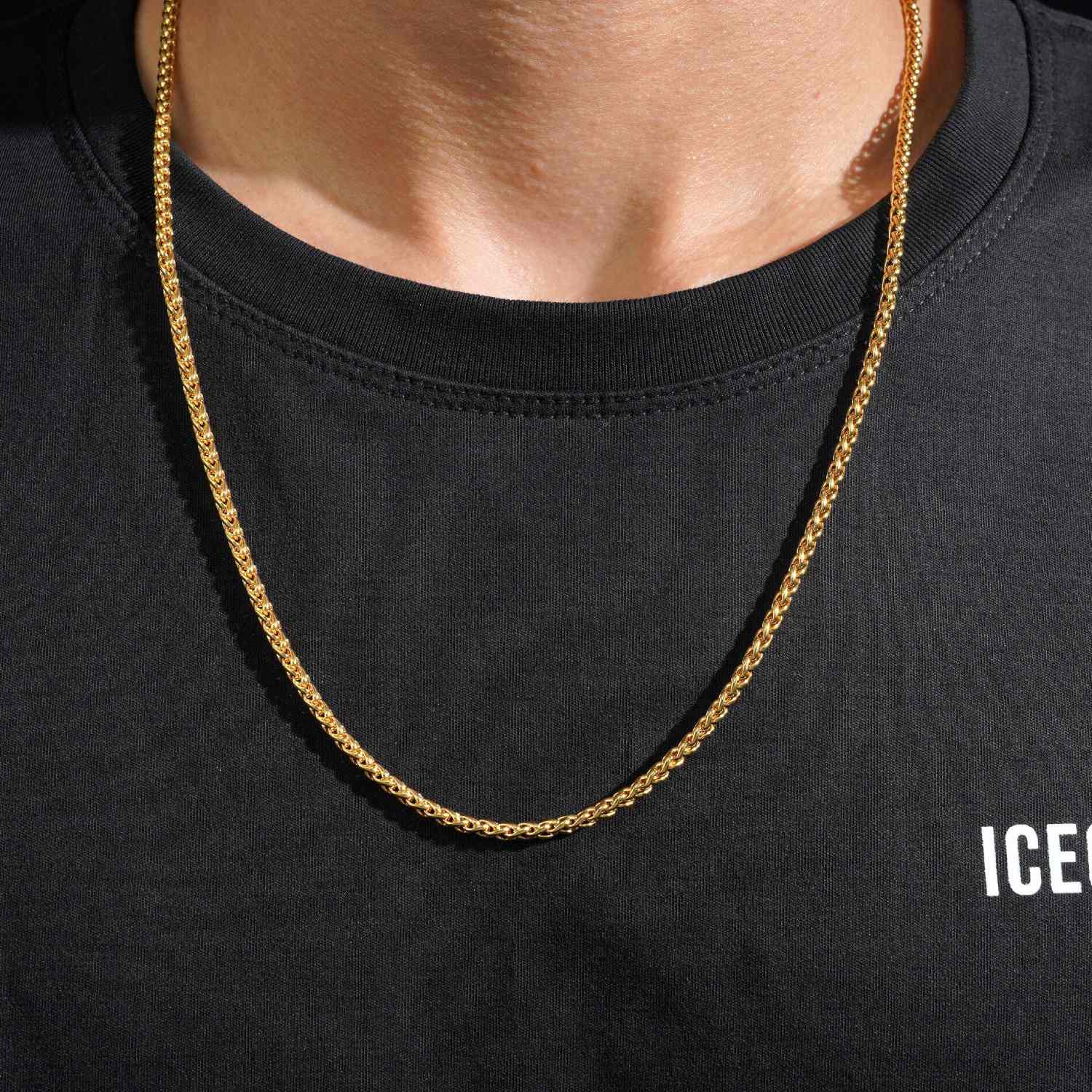 3MM Wheat Link Chain 14K Gold