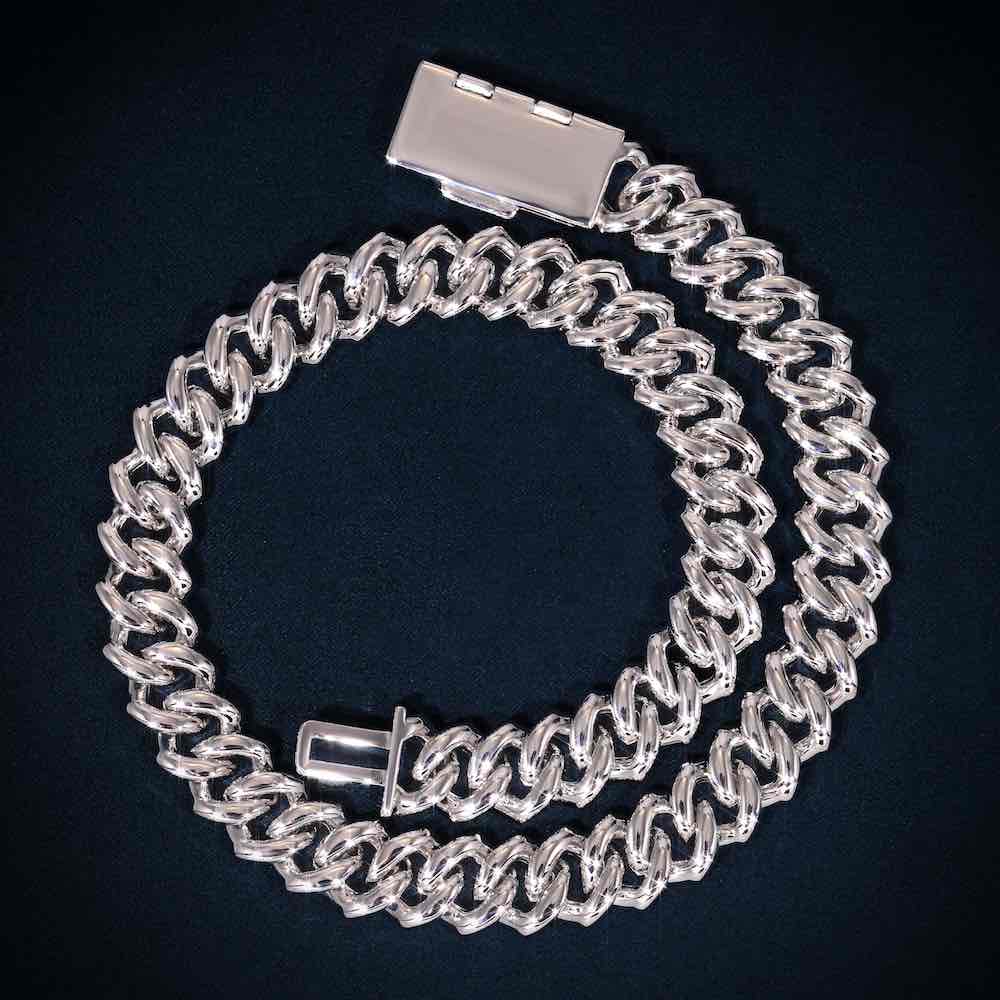 4-Row 15MM Moissanite Cuban Link Chain 14K Gold