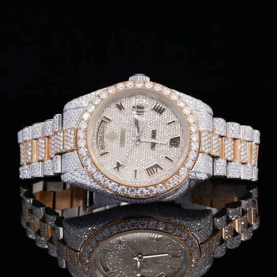 Stylish RLX  Full Body Diamond Iced Out Moissanite Watch Luxurious For Men