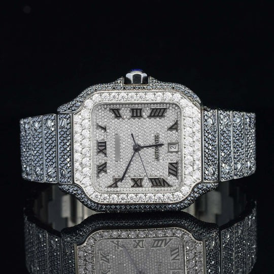Cartier Fully iced Out Moissanite Watch Jet Black Automatic