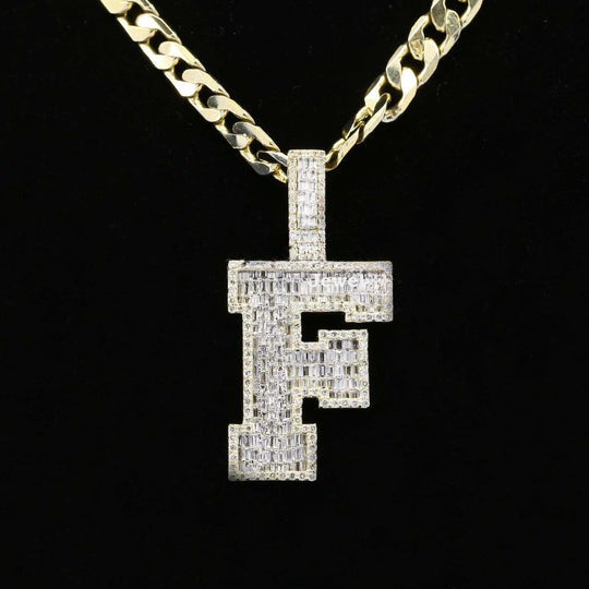 Custom Classic F Initial Moissanite Diamond Iced Out Hip Hop Pendant