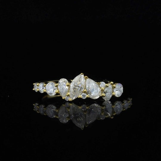 1.2ct Pear And Round Moissanite Band For Women