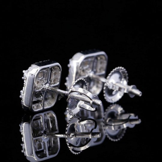 Moissanite Diamond Round And Baguette Shape Flower Style Men Earring