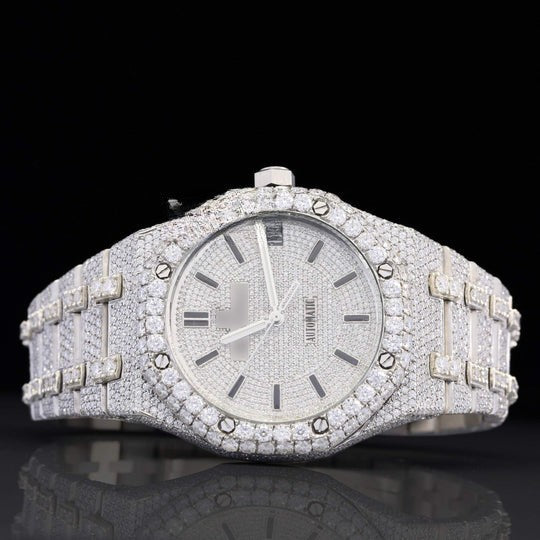 AP Royal Elegant Fully Iced Out Moissanite Diamond Automatic Wrist Watch For Men