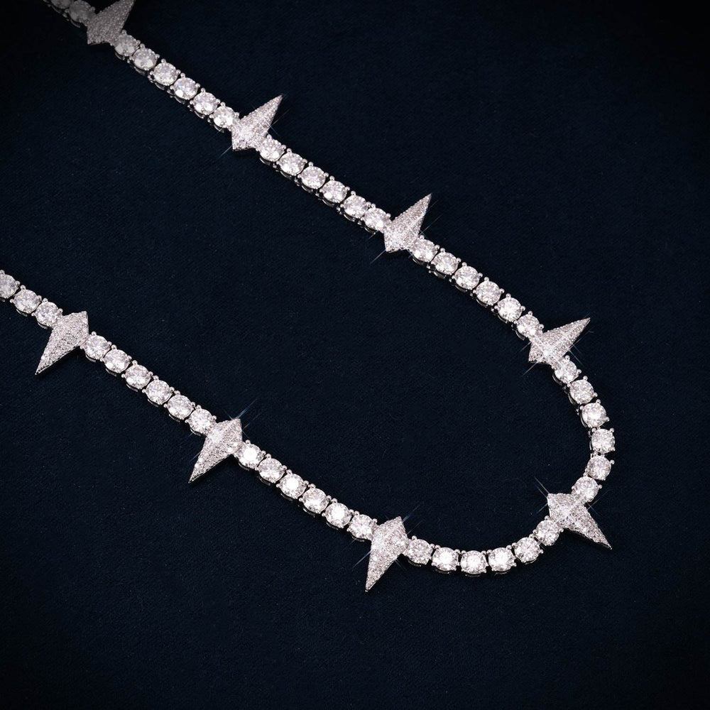 4MM Moissanite Spiked Tennis Chain 14K Gold