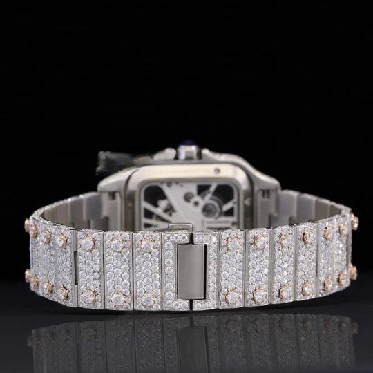 Iced Out Cartier Moissanite Watch Hip Hop Automatic Watch For Men