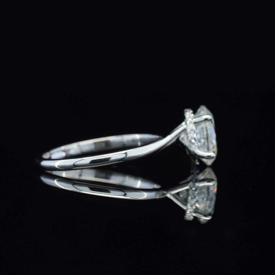 1.5ct Moissanite Diamond Hidden Halo Set Oval Cut Ring For Women
