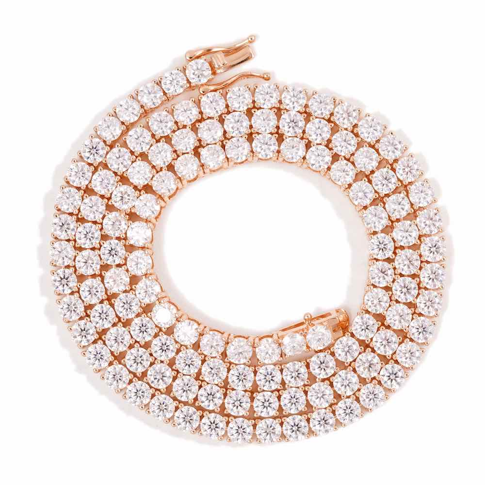 4MM Diamond Tennis Chain 14K Solid Rose Gold