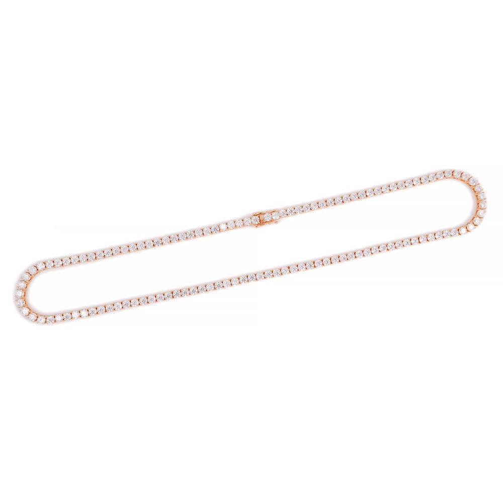 4MM Diamond Tennis Chain 14K Solid Rose Gold