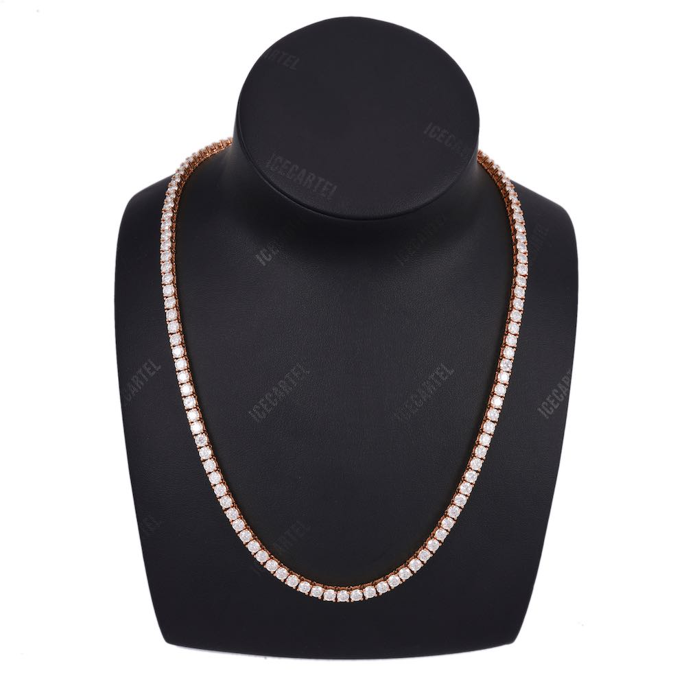 4MM Diamond Tennis Chain 14K Solid Rose Gold
